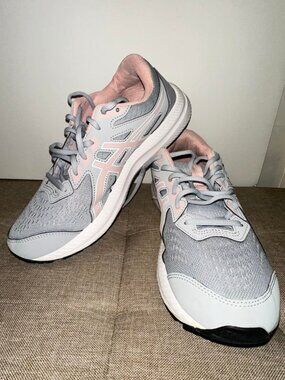 ASICS Gel Contend 8 Running Shoes Gray Pink AmpliFoam Ortholite Womens 10